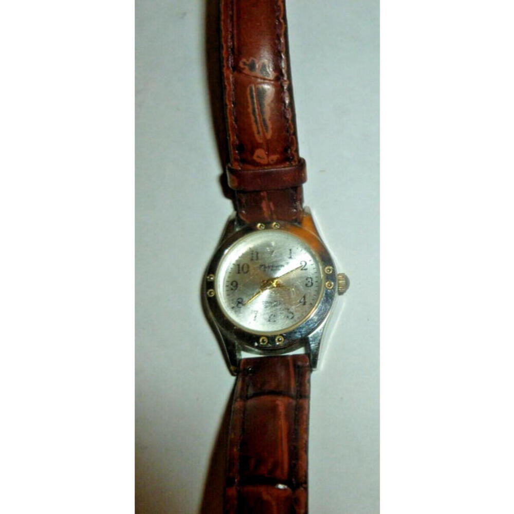 Vintage Gruen Diamond Precision Quartz Brown Leather Band